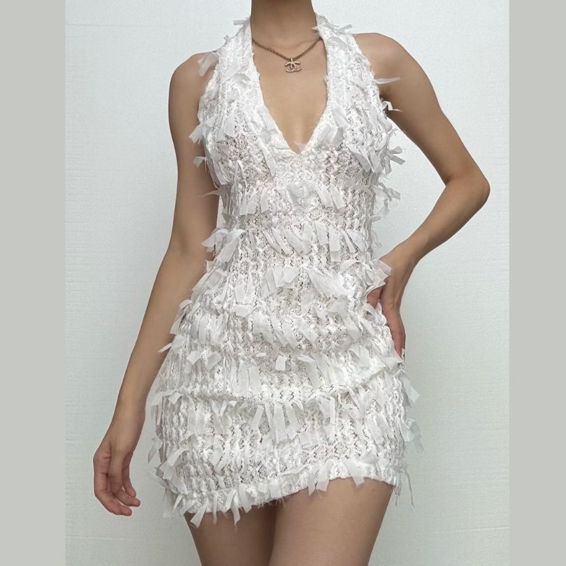 Deep V neck halter self tie backless zip-up mini dress | Festival Outf Halibuy Deep V neck halter self tie backless zip-up mini dress | Festival Outf Halibuy