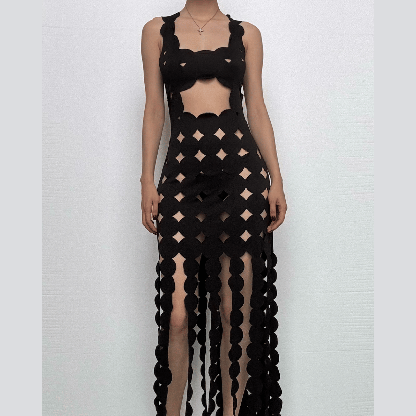 Hollow out backless sleeveless low cut solid cut out maxi dress Halibuy Hollow out backless sleeveless low cut solid cut out maxi dress Halibuy