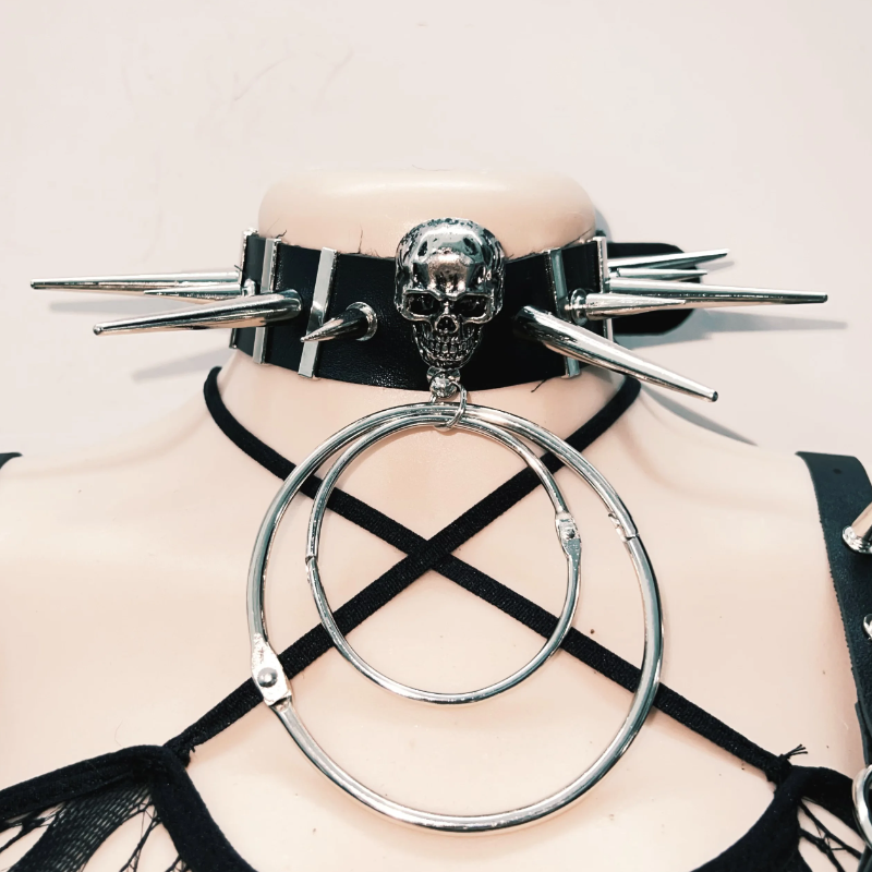 Hollow out rivet skull applique cami cut out top  | Festival Outfits Women