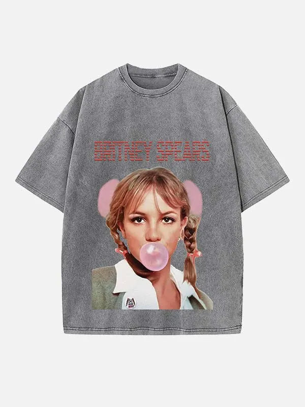 Y2K Pop Princess Print Round Neck T-shirt - Design 03