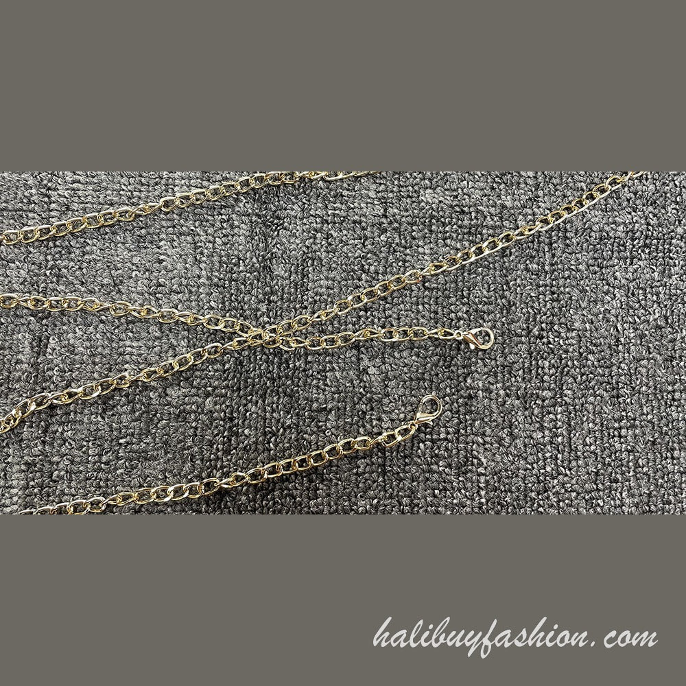 Halter backless metal chain beaded body chain - Halibuy - 5