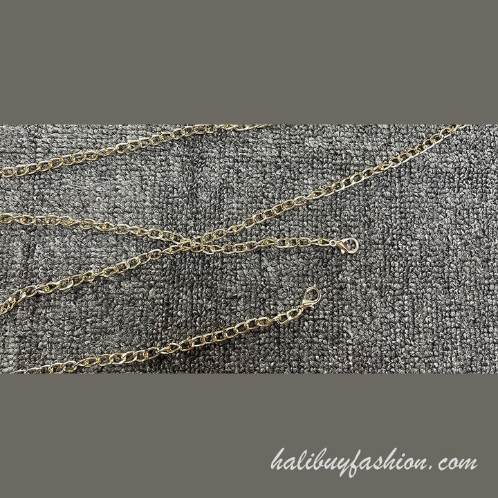 Halter backless metal chain beaded body chain - Halibuy - 5