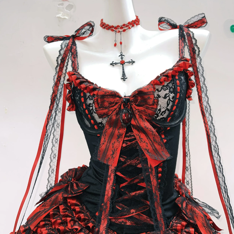 Bowknot ruffle self tie hollow out mini skirt set  | Festival Outfits Women