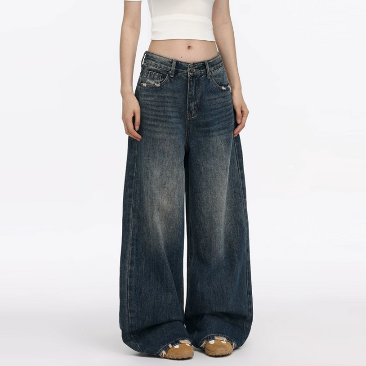 Gradient pocket button low rise straight leg | Baggy Low Rise Jeans