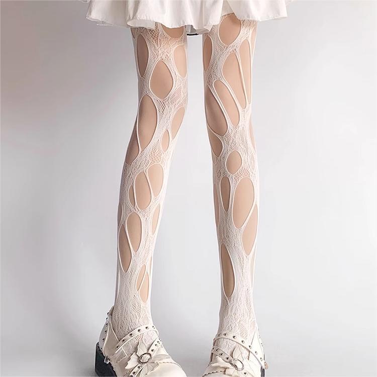 Hollow out irregular lace tights stockings  | Festival Outfits Women