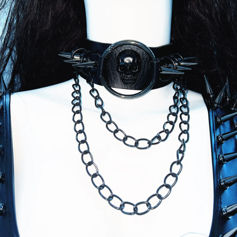 PU leather u neck rivet applique o ring hollow out bodysuit  | Festival Outfits Women