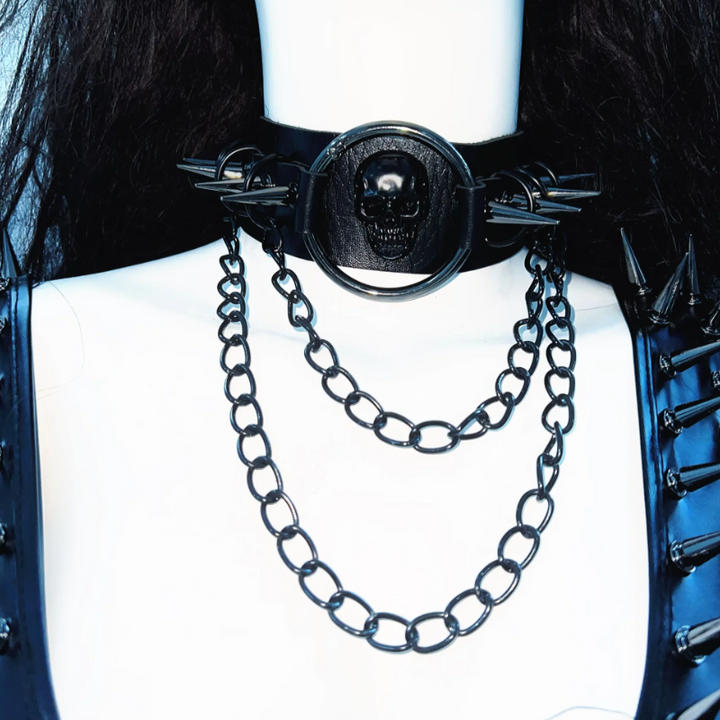 PU leather u neck rivet applique o ring hollow out bodysuit  | Festival Outfits Women