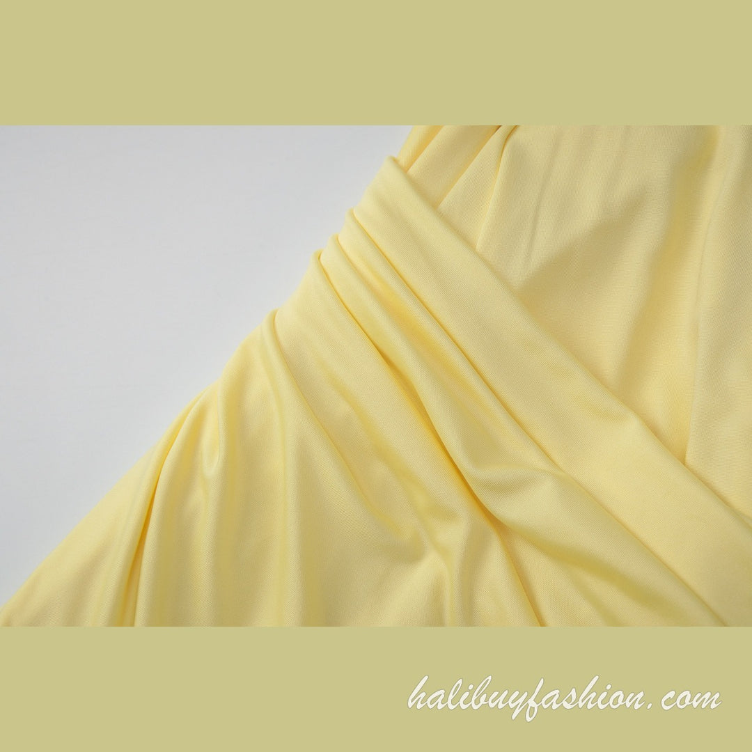 Halter backless ruched high slit solid maxi dress - Halibuy - 7