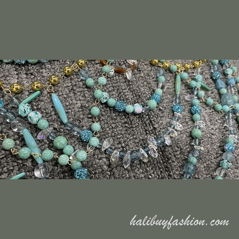 Halter beaded hollow out tassels crystal body chain - Halibuy - 7