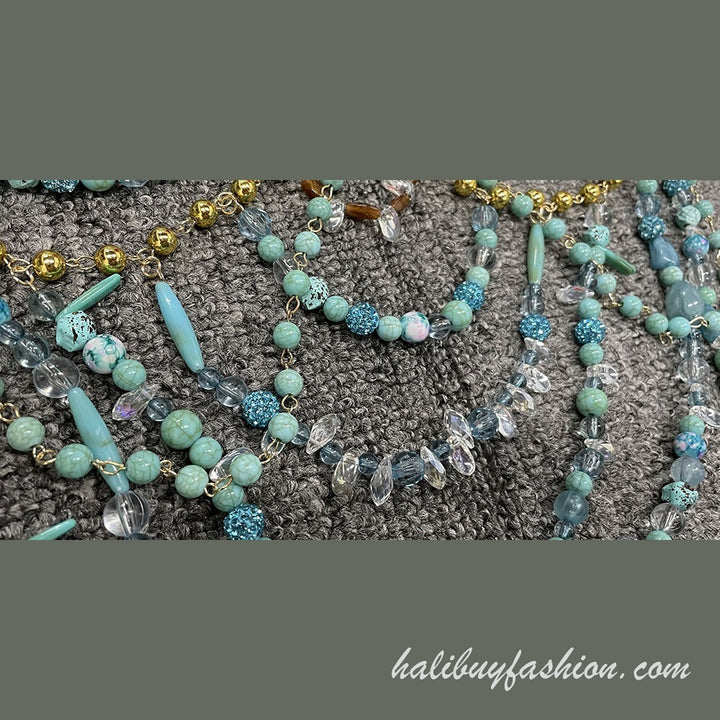 Halter beaded hollow out tassels crystal body chain - Halibuy - 7