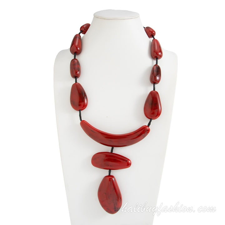Beaded irregular abstract contrast necklace - Halibuy - 8
