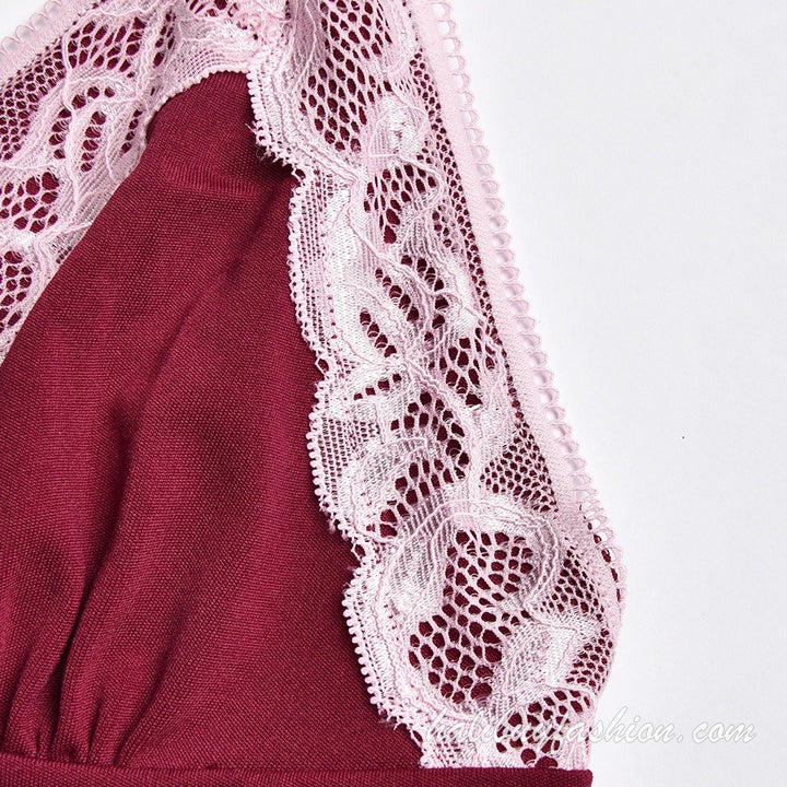 Spaghetti strap sleeveless deep v neck solid lace jumpsuit - Halibuy - 8