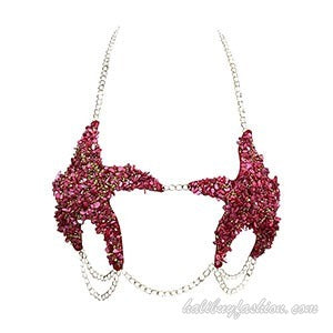 Halter backless metal chain beaded body chain - Halibuy - 9