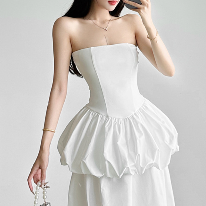 Ruched backless solid tube mini dress  | Festival Outfits Women