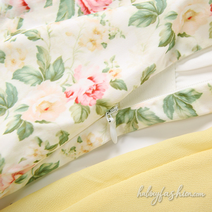 Long flared sleeve v neck flower print ruched mini dress - Halibuy - 7