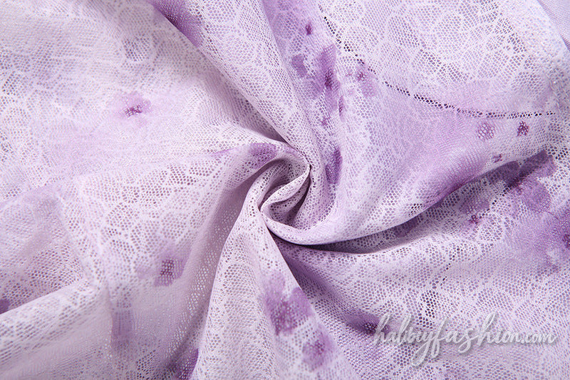 Halter flower applique print irregular lace top