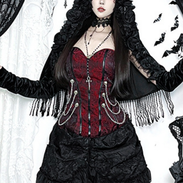 Sweetheart neck corset zip-up metal chain top  | Festival Outfits Women
