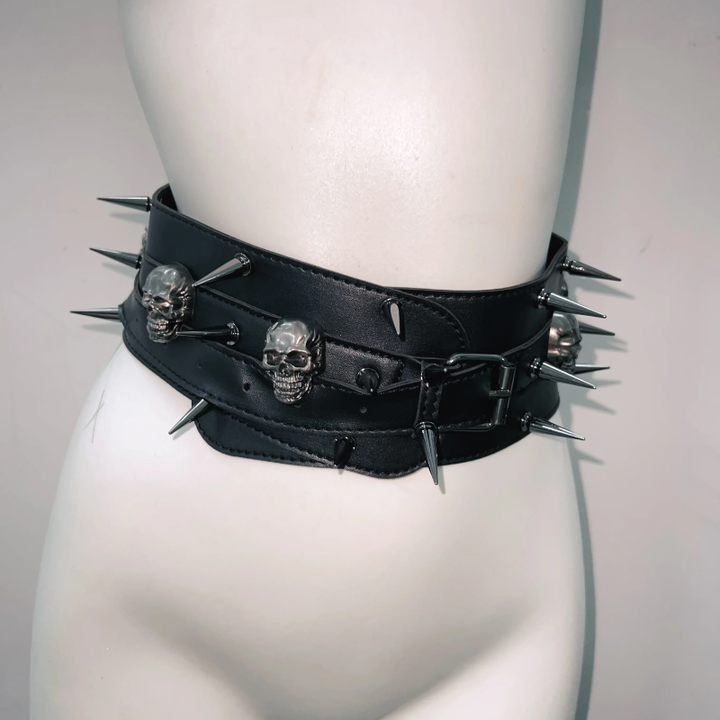 Rivet belt skull applique tube top  | Festival Outfits Women