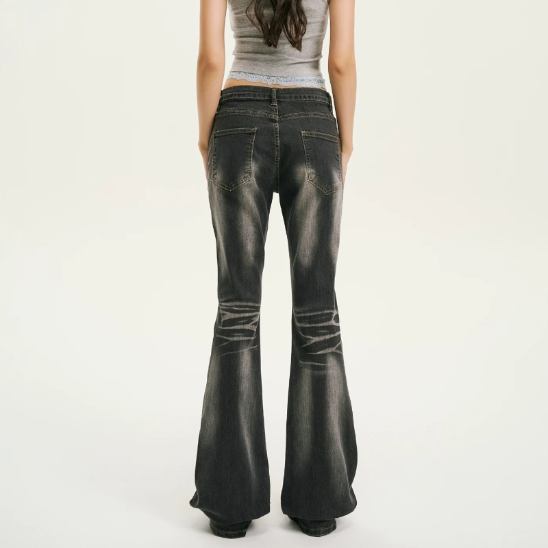 Ripped pocket button low rise jeans | Baggy Low Rise Jeans