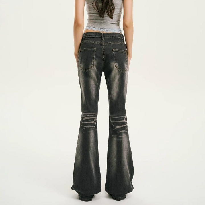 Ripped pocket button low rise jeans | Baggy Low Rise Jeans