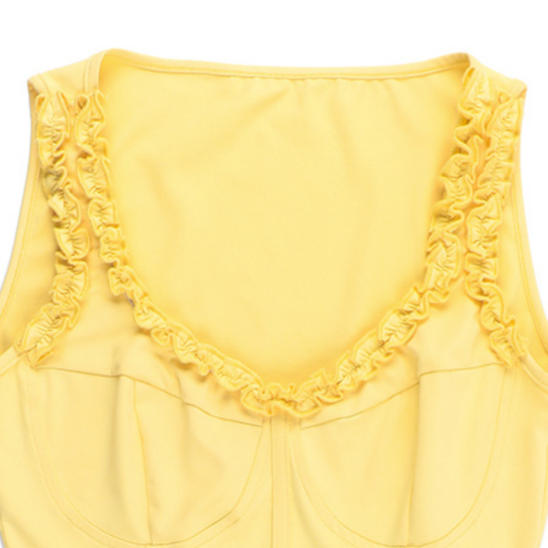 Ruffle v neck corset solid tank top  | Festival Outfits Women