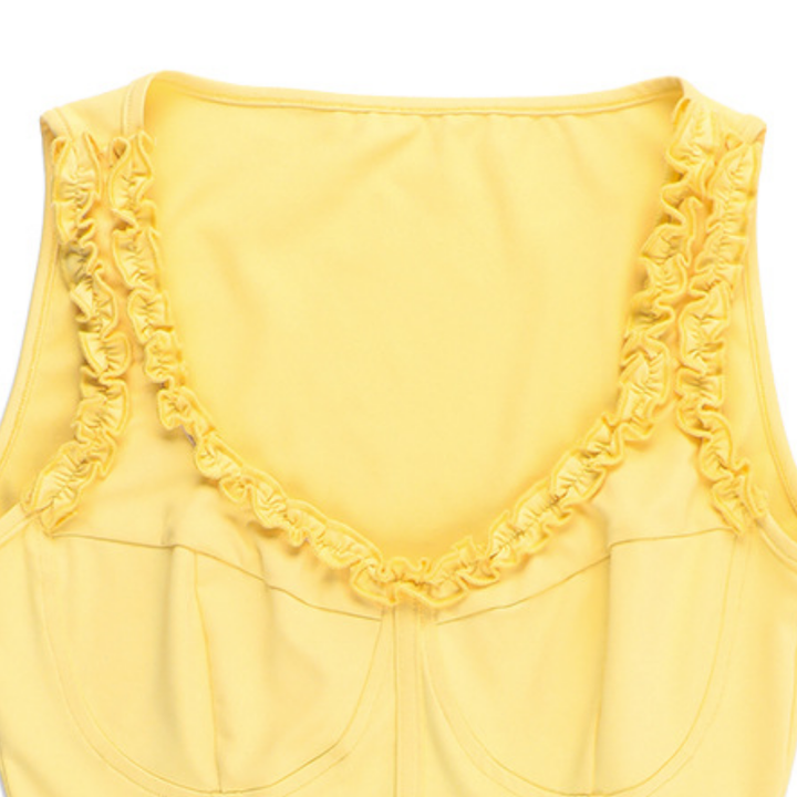 Ruffle v neck corset solid tank top  | Festival Outfits Women