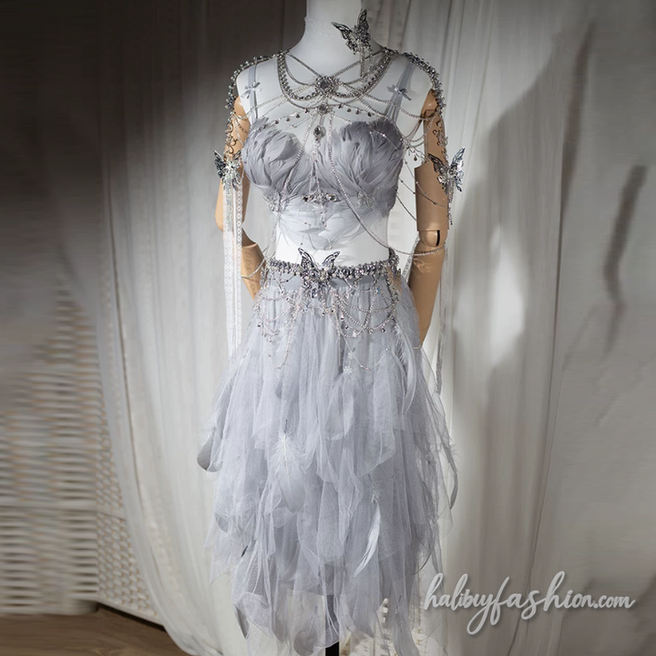 Bowknot feather v neck backless cami top