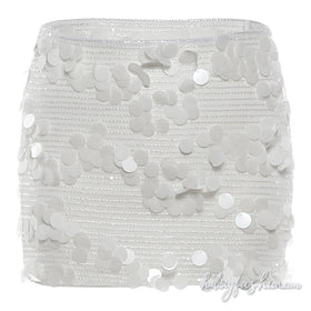 Glitter irregular mesh zip-up mini skirt
