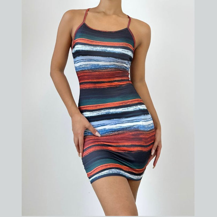 Multicolor cross cami bodycon dress