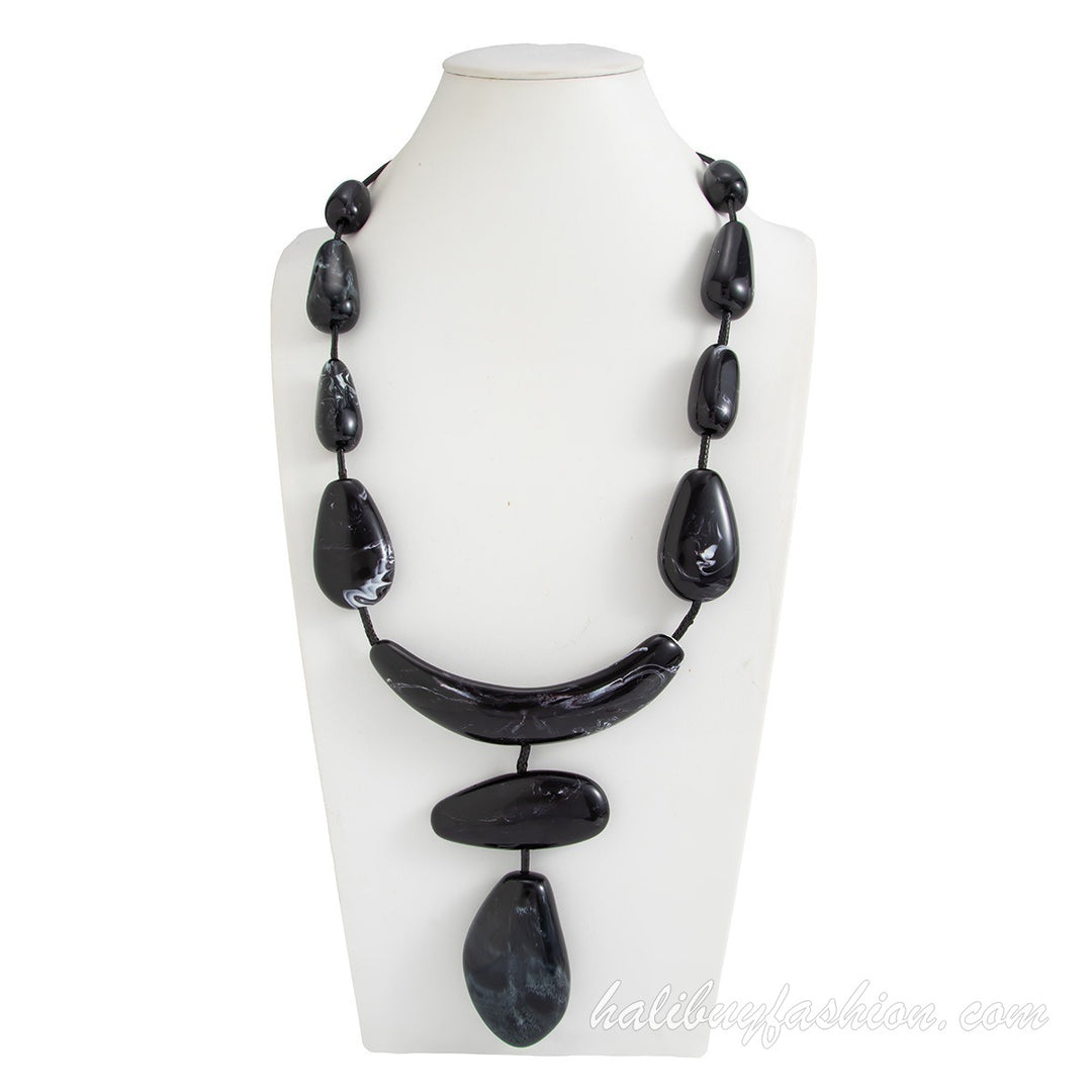 Beaded irregular abstract contrast necklace - Halibuy - 11