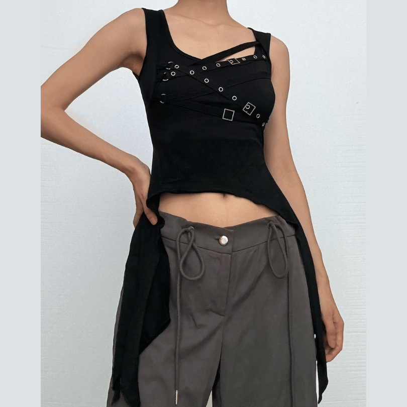 U neck cross front solid top  | Festival Outfits Women