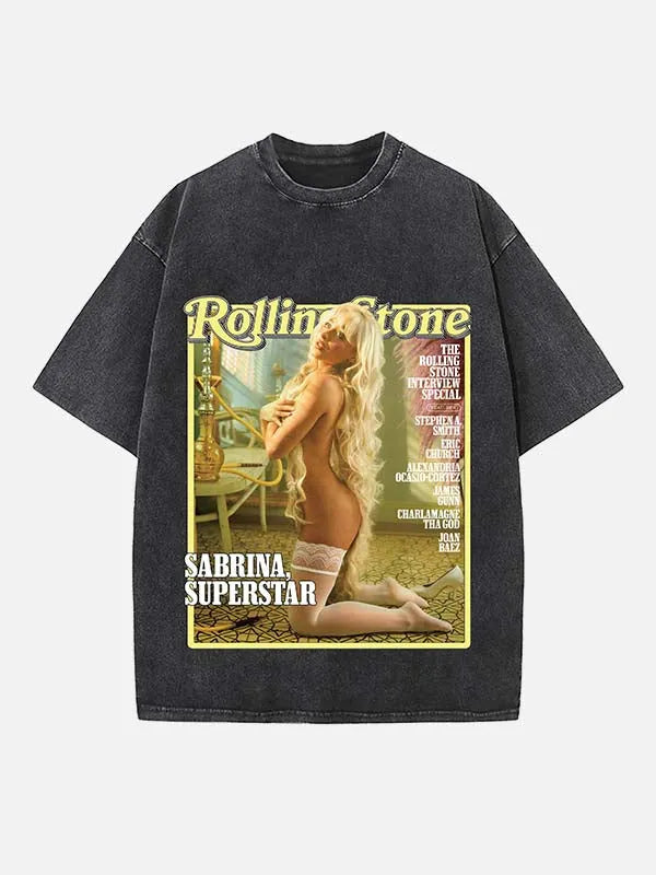 Sweet Pop Starlet Print Round Neck T-shirt