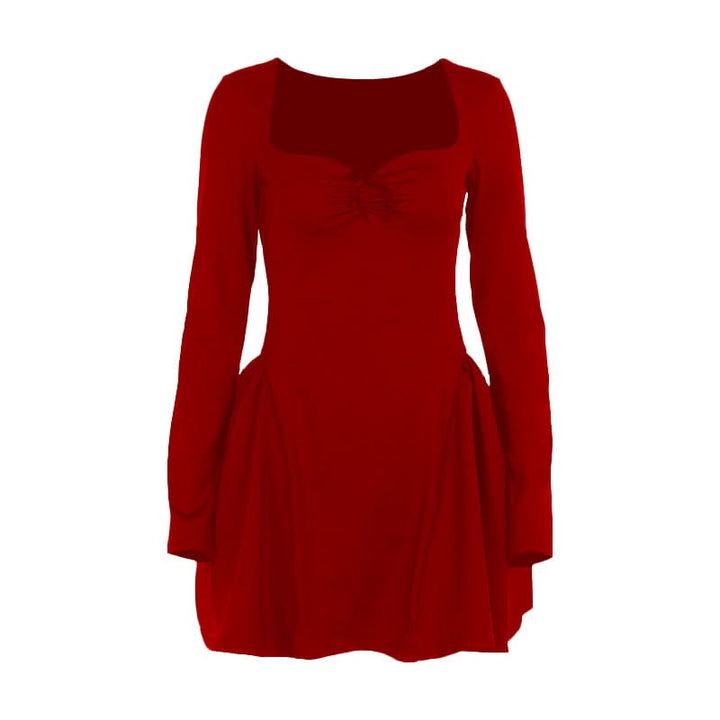 Long sleeve sweetheart neck bowknot mini dress  | Festival Outfits Women