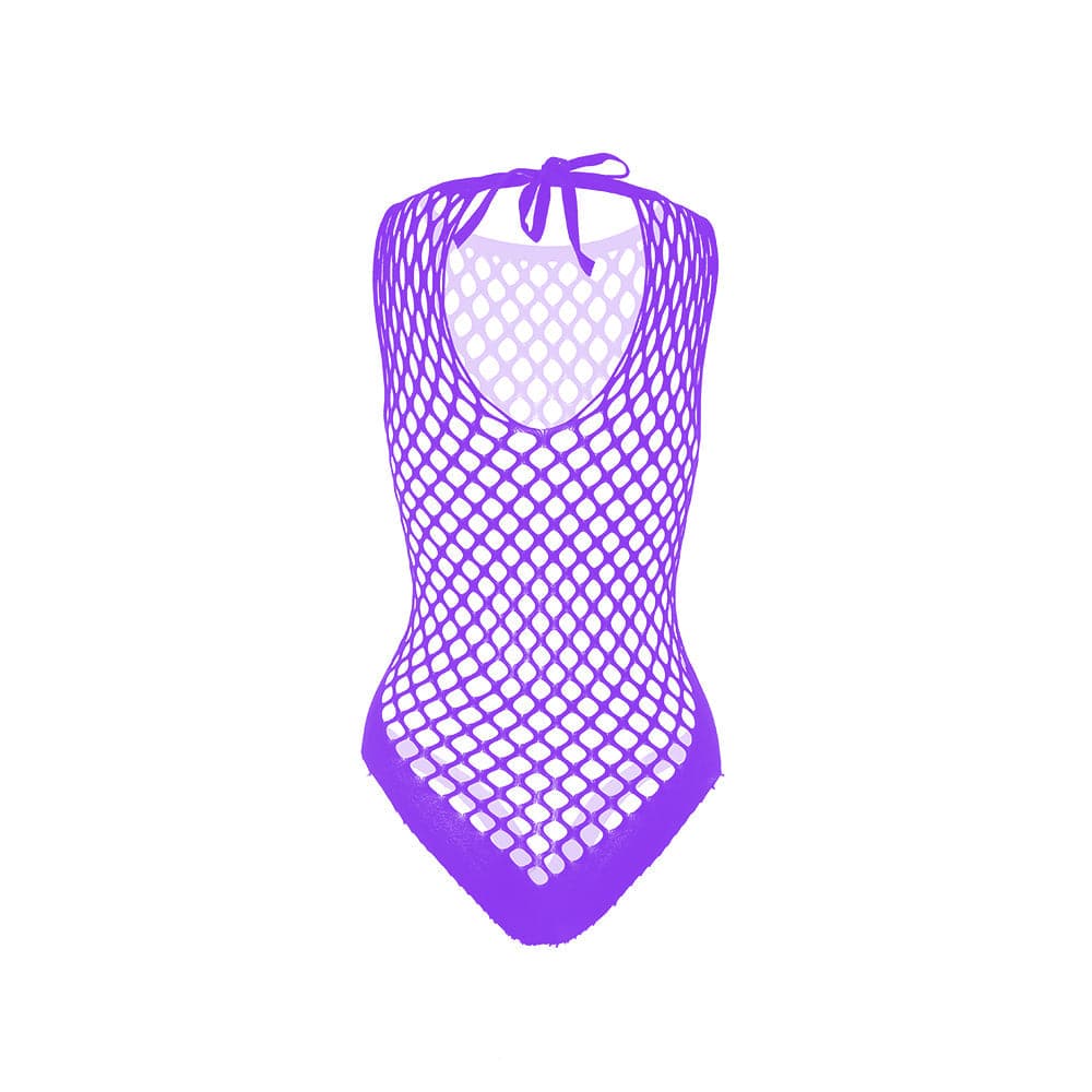 Sleeveless crewneck fishnet knotted bodysuit  | Festival Outfits Women