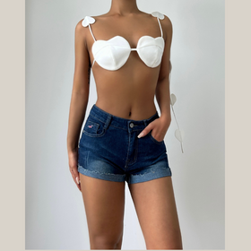 Sweetheart pattern self tie cami top  | Festival Outfits Women-final-sale