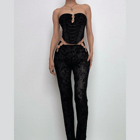 O ring bustier lace up see through tube pant set  | Festival Outfits Women