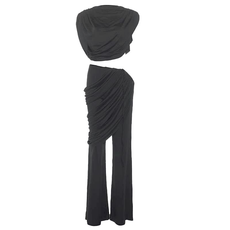 Cap sleeve ruched solid pant set  | Festival Outfits Women