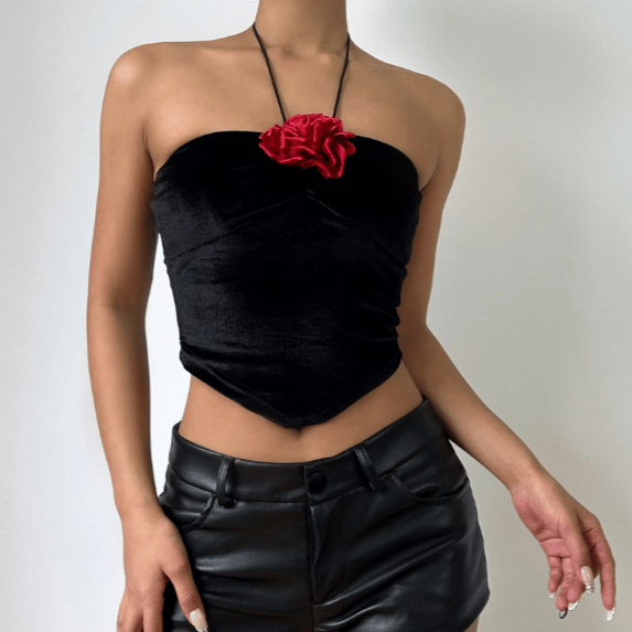 Tufafin fensir na Halter velvet mai laushi mara baya | Kayan Biki na Mata