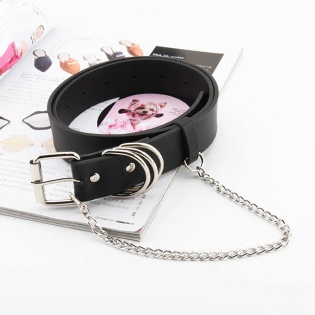 Buckle metal chain PU leather belt  | Festival Outfits Women