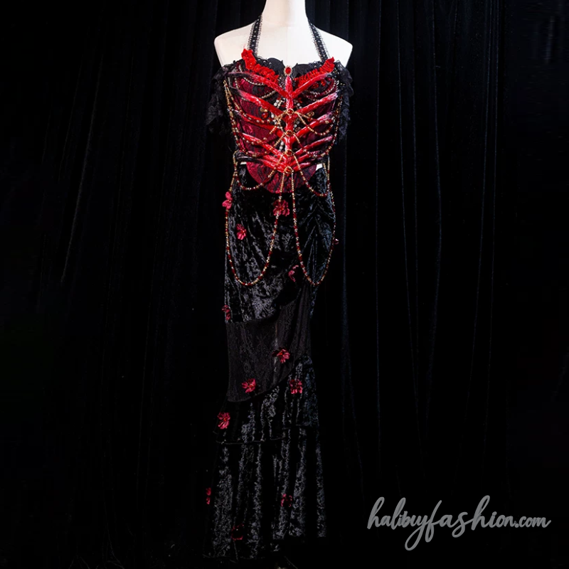 Beaded ruffle v neck lace backless top