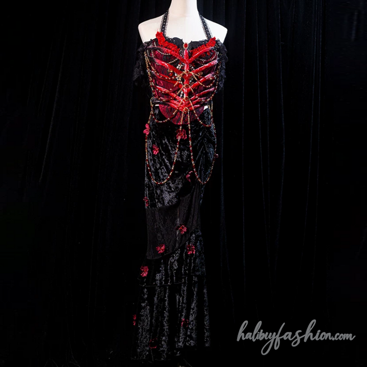 Beaded ruffle v neck lace backless top