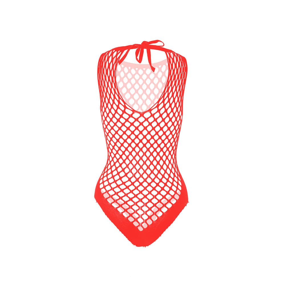 Sleeveless crewneck fishnet knotted bodysuit  | Festival Outfits Women