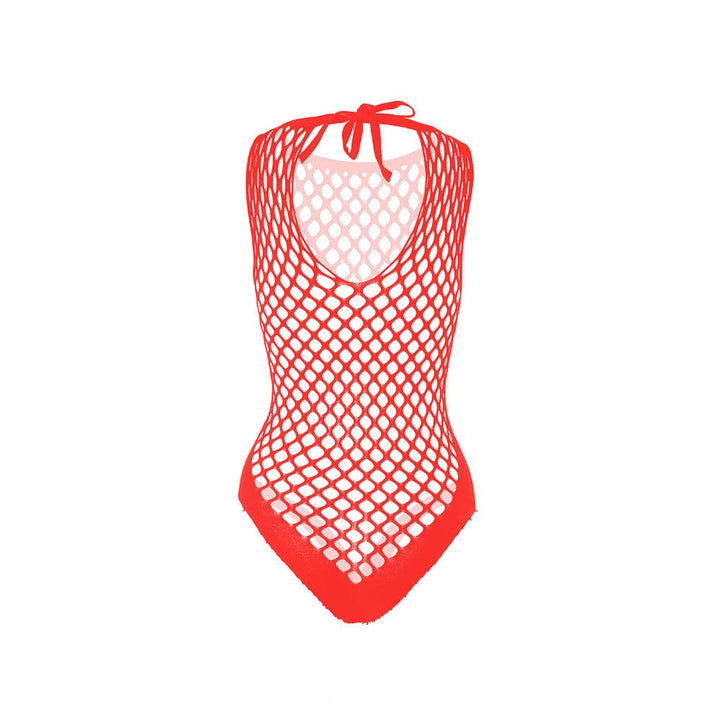 Sleeveless crewneck fishnet knotted bodysuit  | Festival Outfits Women