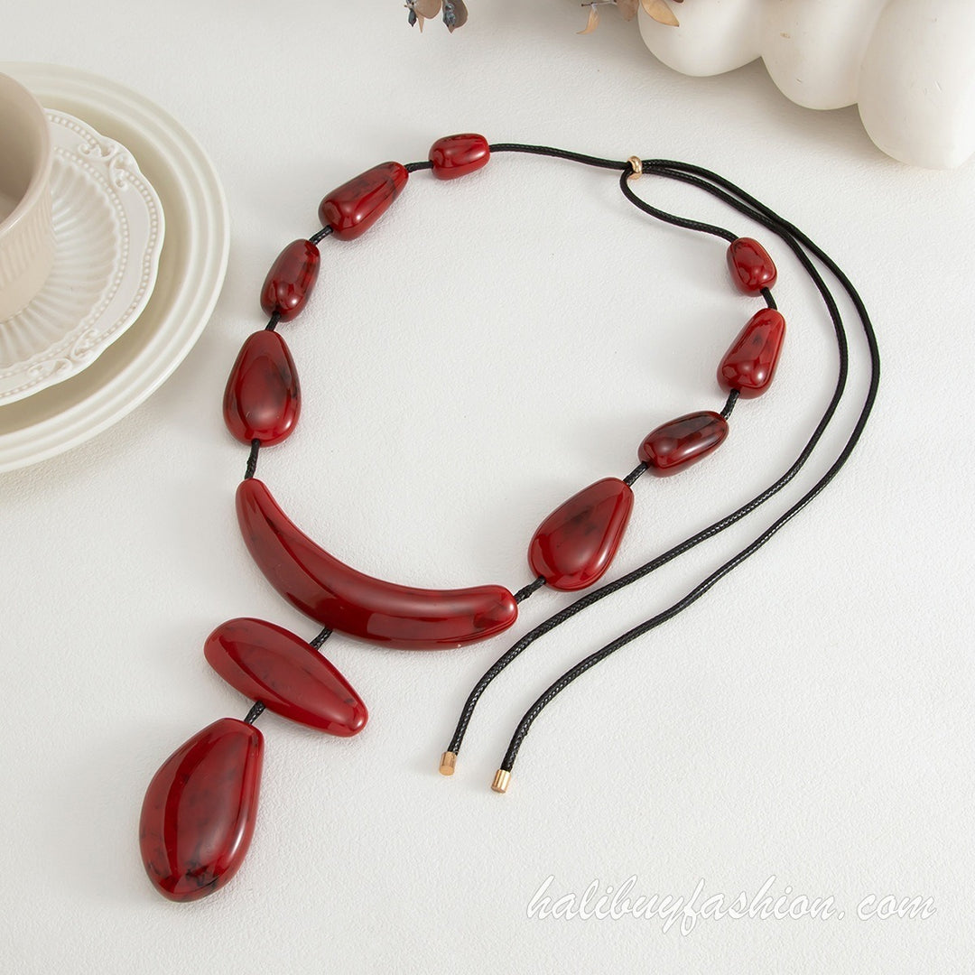 Beaded irregular abstract contrast necklace - Halibuy - 14