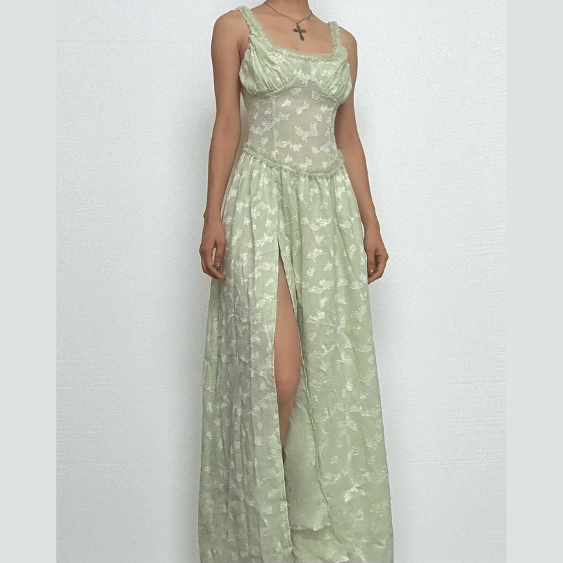 Sweetheart neck ruched textured ruffle cami maxi dress-final-sale  | Festival Outfits Women