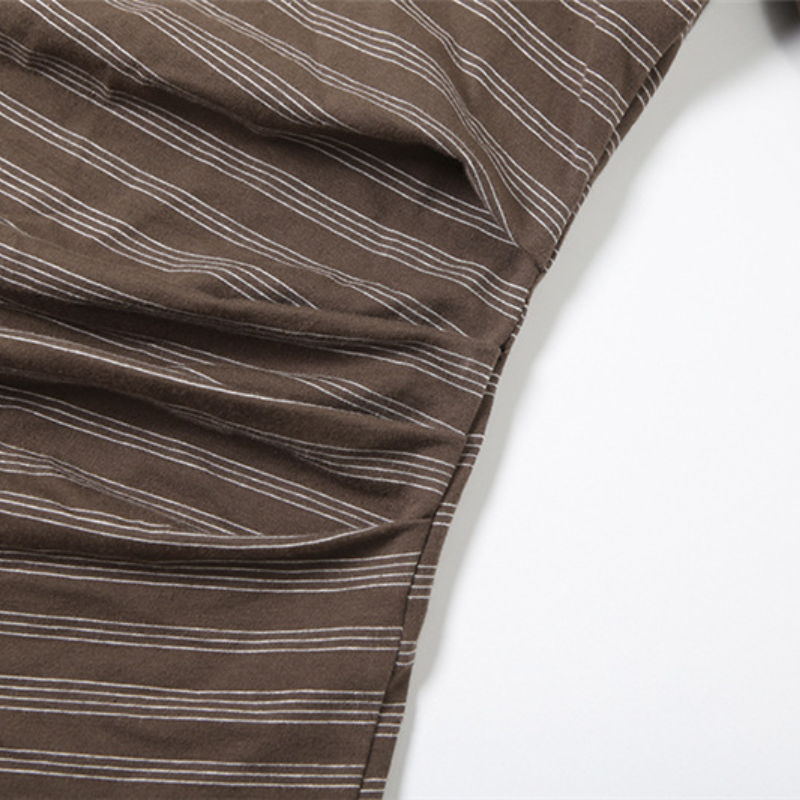 Long sleeve striped one shoulder ruched top  | Festival Outfits Women