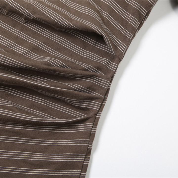Long sleeve striped one shoulder ruched top  | Festival Outfits Women
