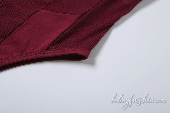 V neck mesh button solid backless cami top
