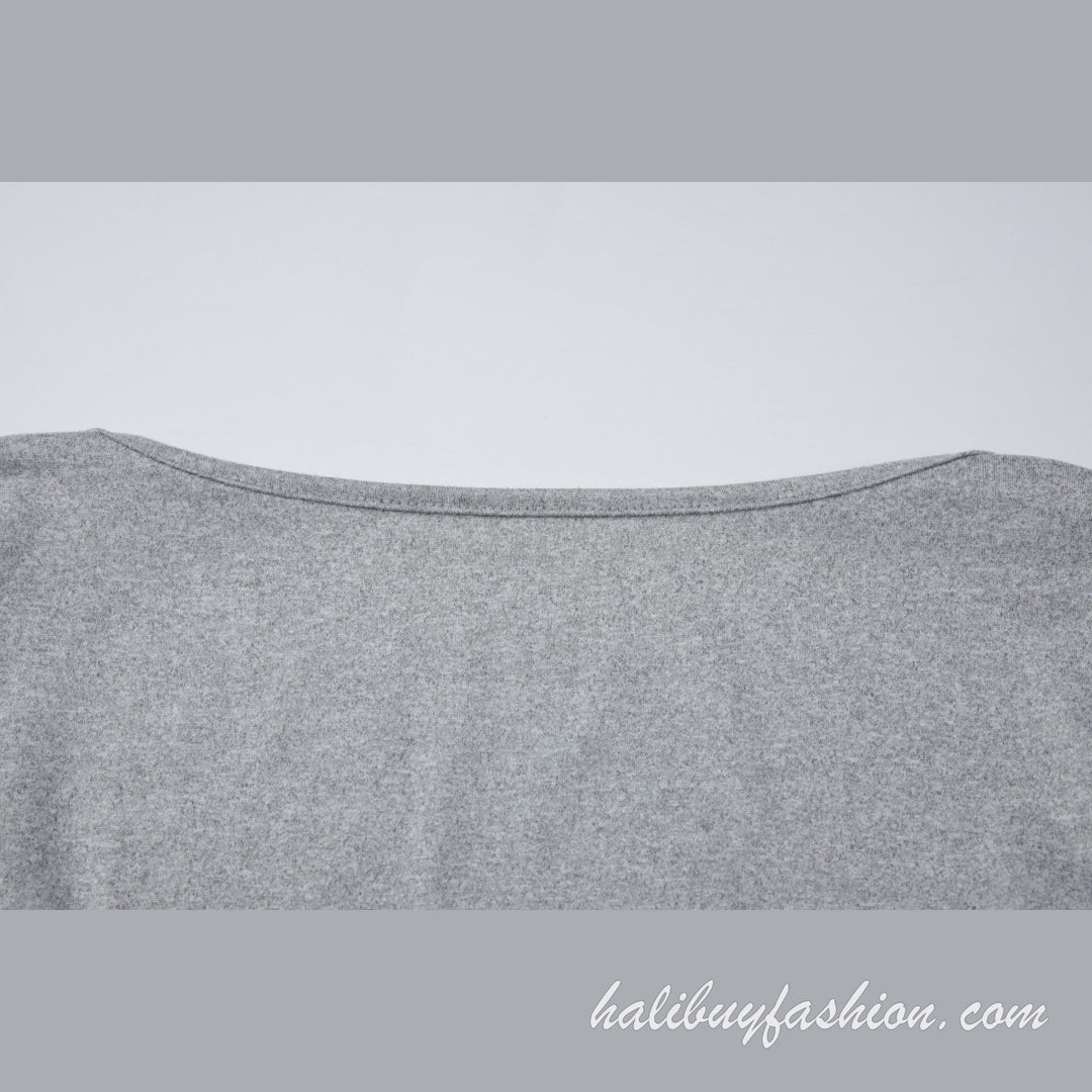 Long sleeve v neck solid cross front knitted lace crop top - Halibuy - 15