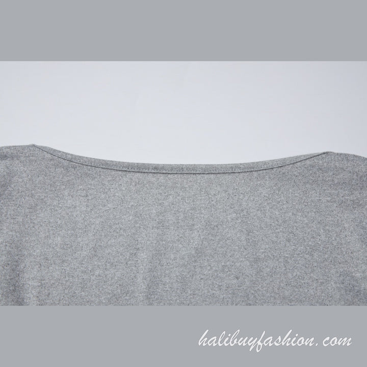 Long sleeve v neck solid cross front knitted lace crop top - Halibuy - 15